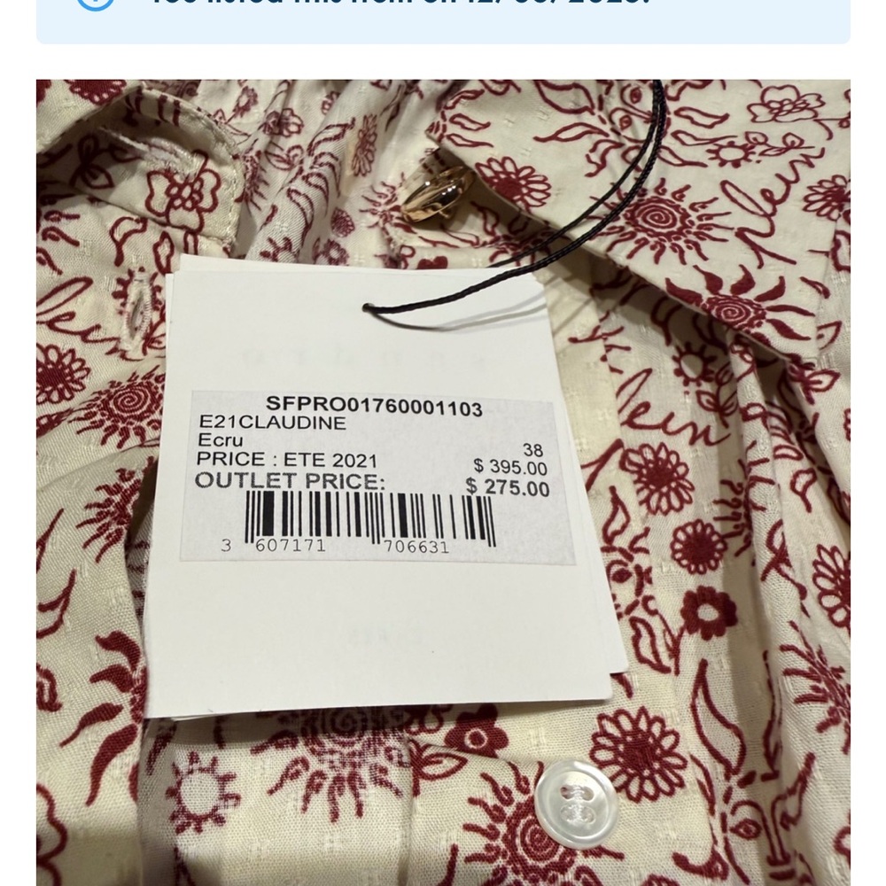 Sandro Flared and printed shirt dress, new with tags - Picture 7 of 8